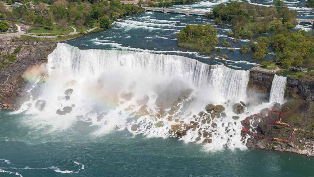 American Falls Niagara Falls USA from Skylon Tower on 2002-05-28