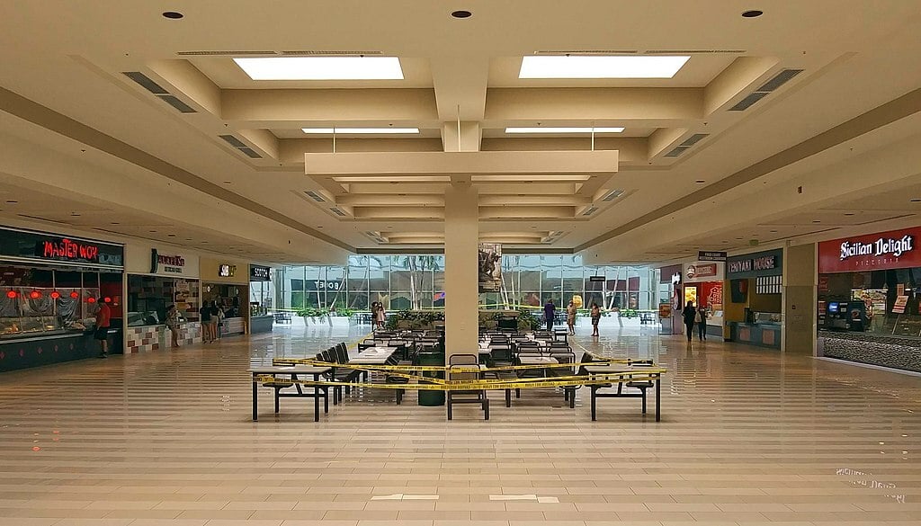 Food court at Crystal Run Galleria, Middletown, NY, during COVID-19 pandemic