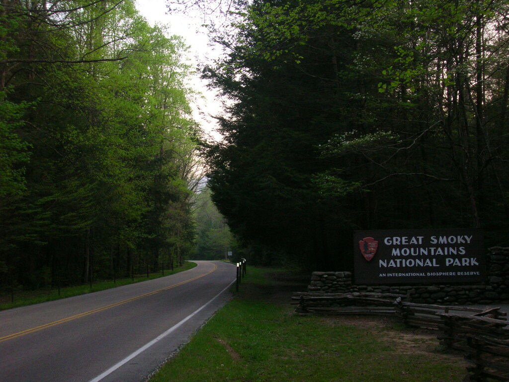 Main Entrance to the Great Smoky Mountains National Park from Gatlinburg, Tennessee