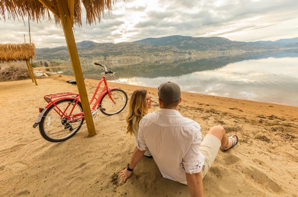a bike stop at the beach