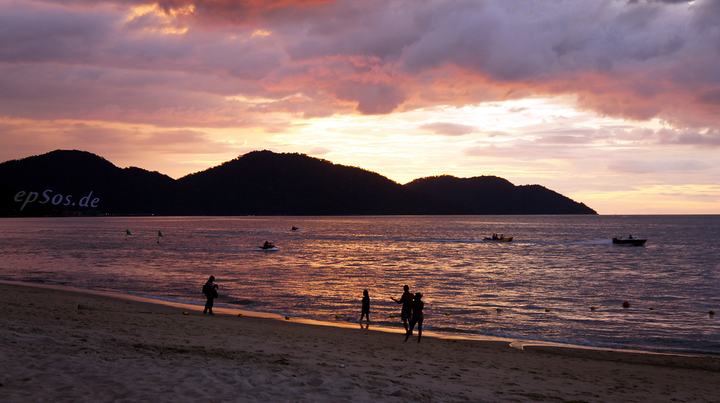 Romantic sunset at the beach in Malaysia