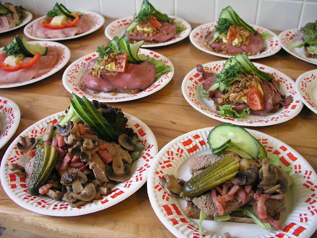 Smørrebrød on table