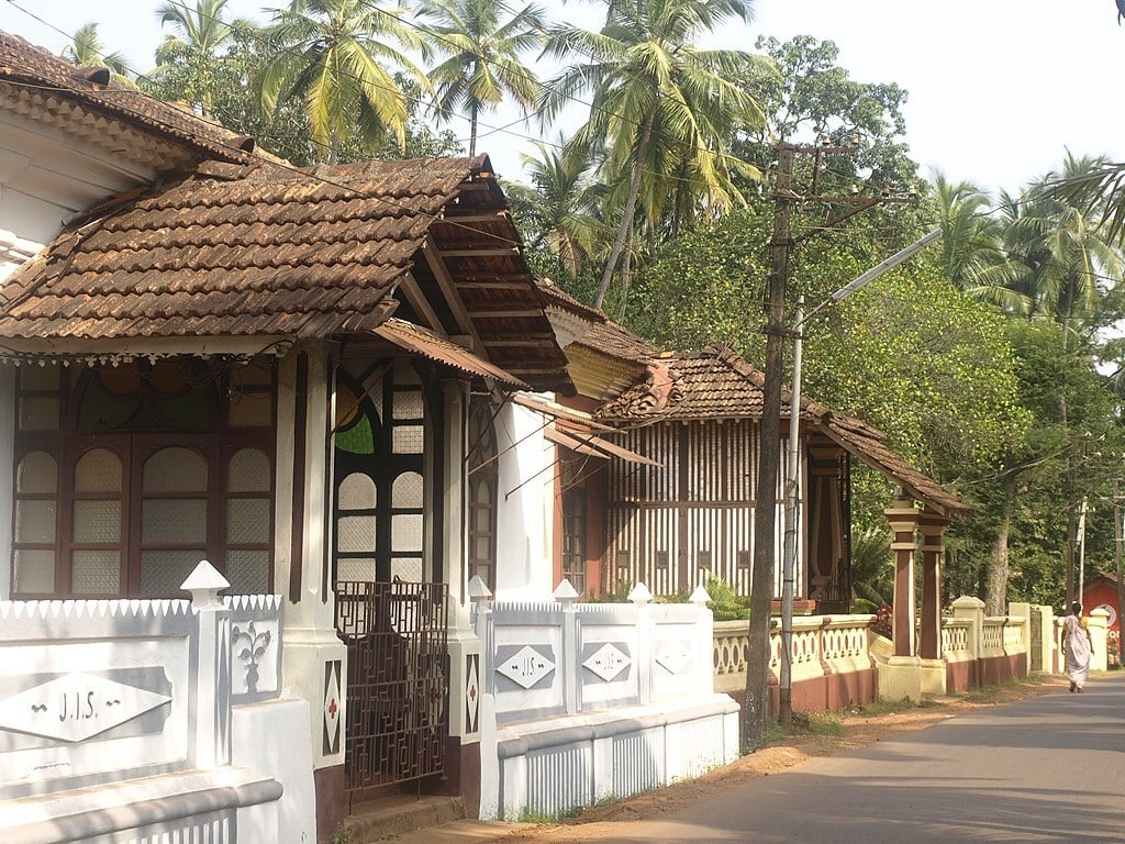 Village houses in Saligao, Bardez, Goa, India