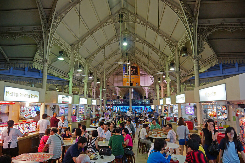 Interior of Telok Ayer Market, Singapore, at night - 20120629-01