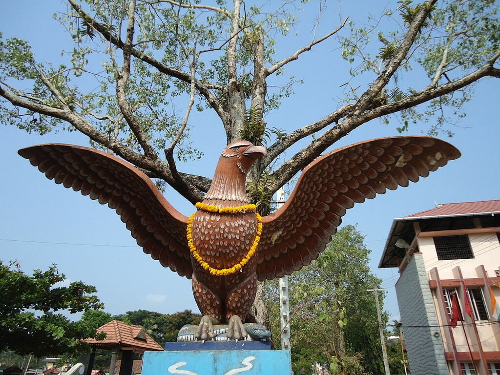 Statue of Garuda at Manjulal, Guruvayur, Kerala - 20110410