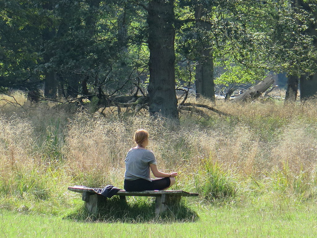 Meditating in Raja yoga posture