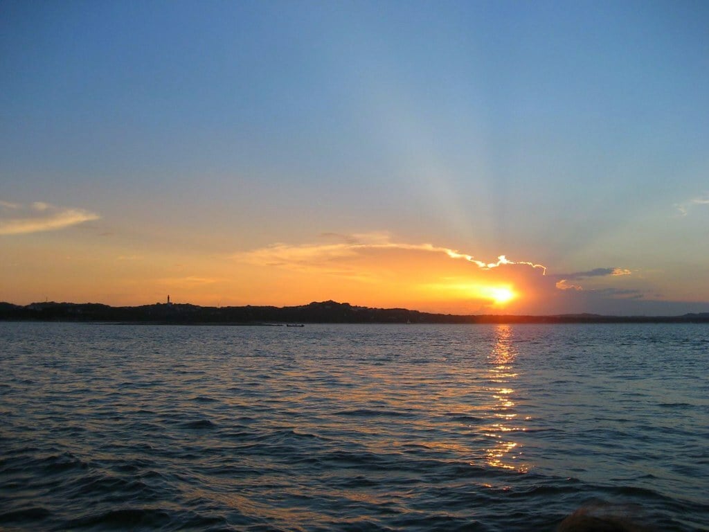 sunset over lake travis
