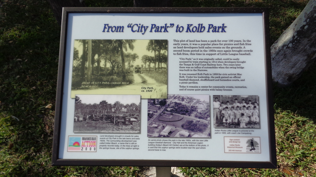 Indian Rocks Beach, Florida - Kolb Park Sign