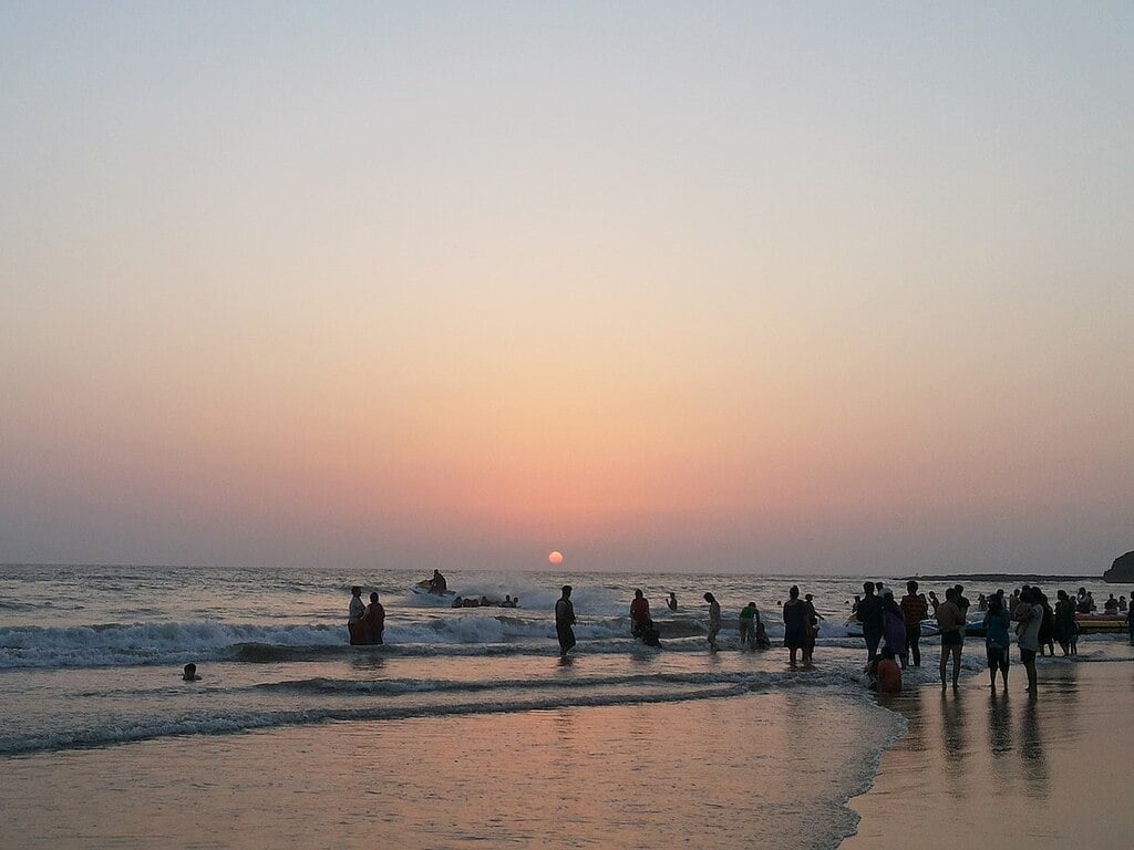 Alibaug beach sun set scene