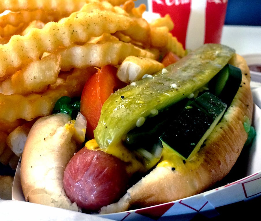 Chicago-style hot dog Johnniebeefs