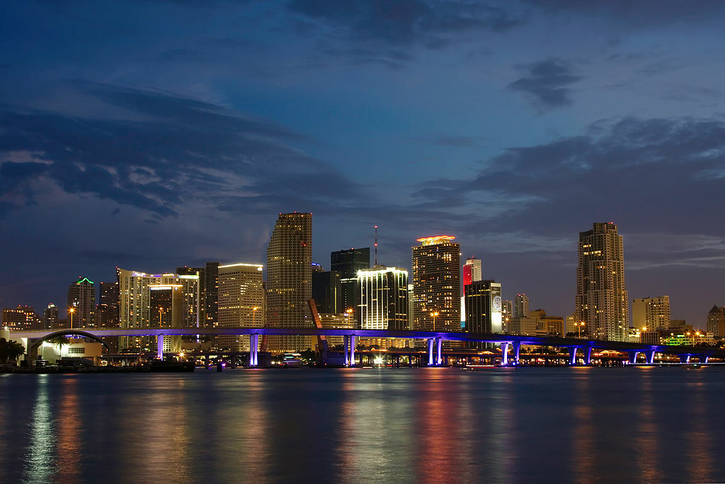 Night Panorama Miami Florida