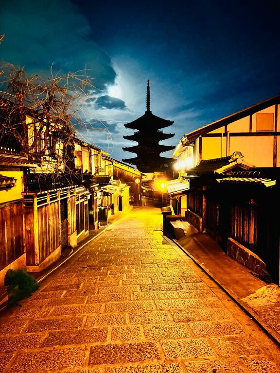Empty Kyoto streets late at night