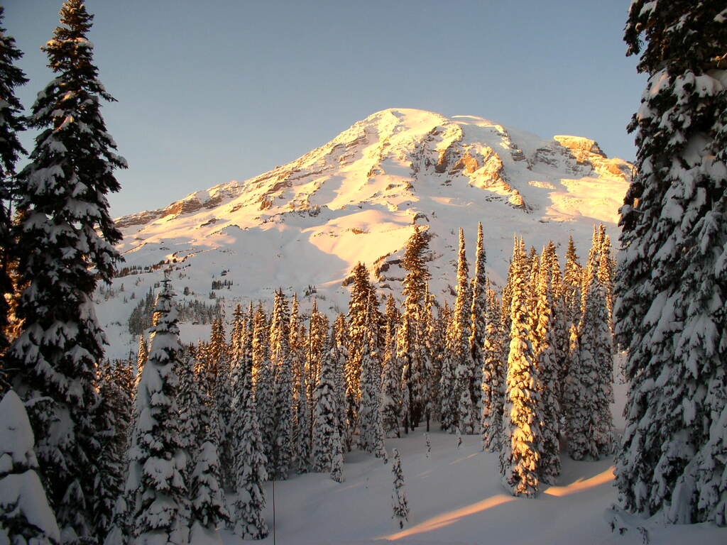 Winter Sunset on Mount Rainier