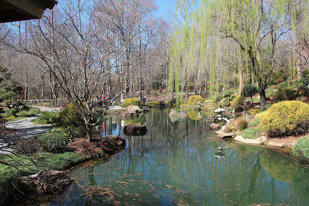 Gibbs Gardens Japanese garden pond, Feb 2017 2