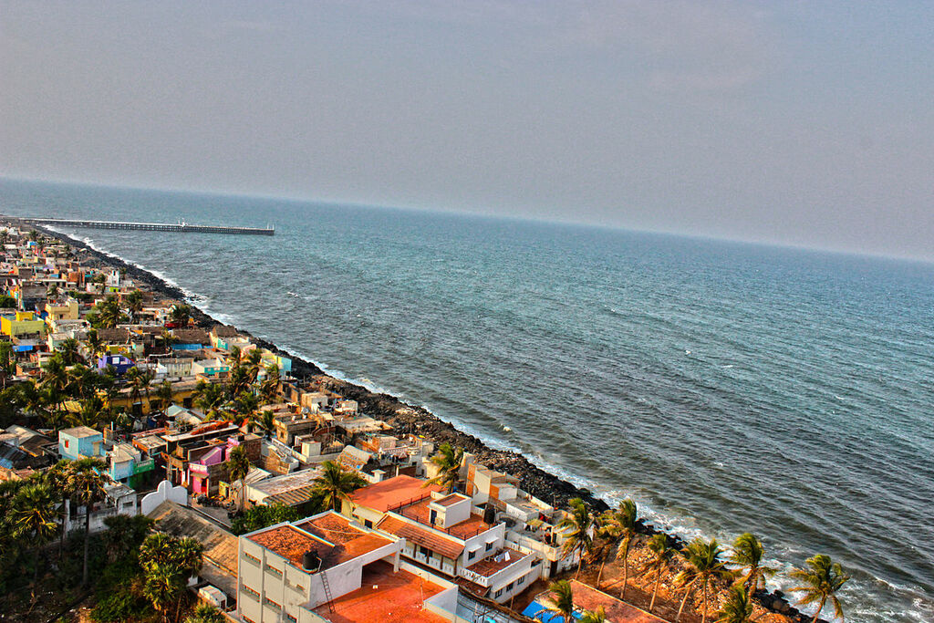 Rock beach aerial view