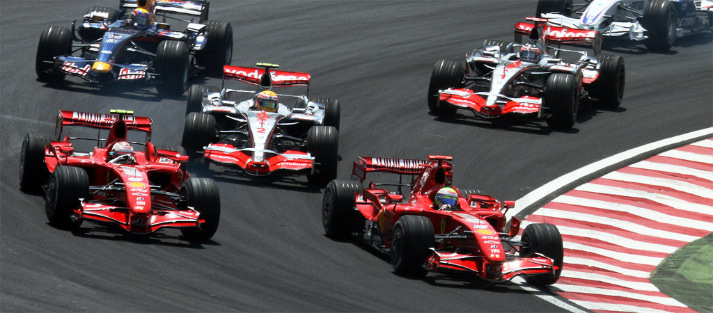 2007 Brazilian GP 4 drivers at start
