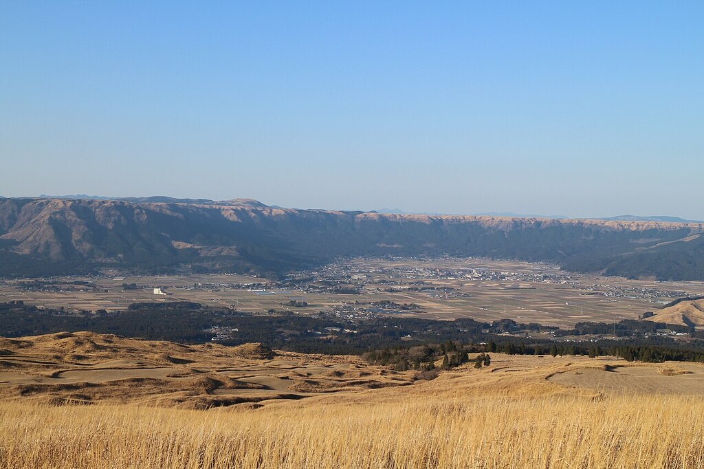 The caldera of Mount Aso