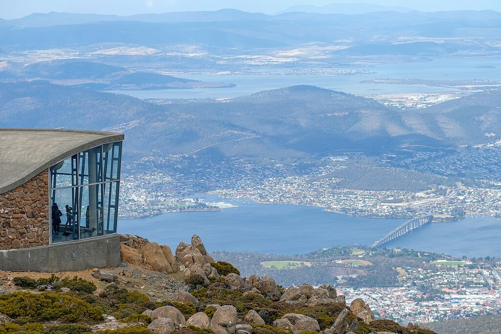 Mt Wellington looking down on Hobart, Tasmania