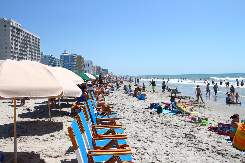 Atlantic Ocean shoreline in Myrtle Beach, South Carolina