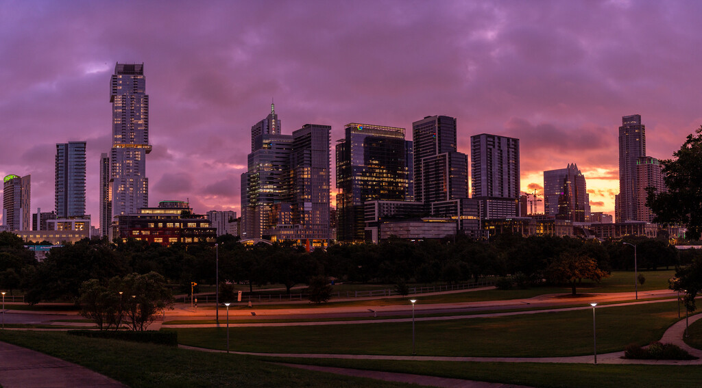 Sunrise Panoramic of Downtown Austin